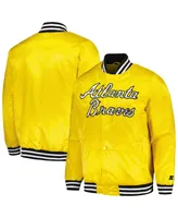 Men's Starter Gold Atlanta Braves Cross Bronx Fashion Satin Full-Snap Varsity Jacket