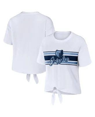 Women's Wear by Erin Andrews White Memphis Grizzlies Tie-Front T-shirt