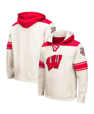 Men's Colosseum Cream Wisconsin Badgers 2.0 Lace-Up Pullover Hoodie