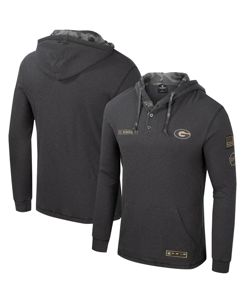 Men's Colosseum Charcoal Georgia Bulldogs Oht Military-Inspired Appreciation Henley Pullover Hoodie