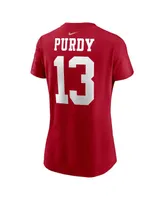 Women's Nike Brock Purdy Scarlet San Francisco 49ers Player Name and Number T-shirt