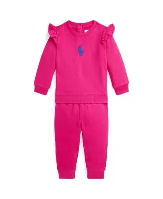 Polo Ralph Lauren Baby Girls Fleece Sweatshirt and Jogger Pants Set
