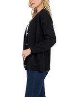 Fever Women's Feather Cardigan Sweater with Jewel Button