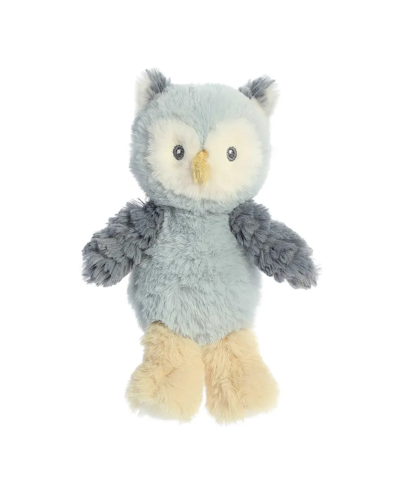 ebba Small Ollie Owl Cuddlers Rattle Playful Baby Plush Toy Blue 6.5"