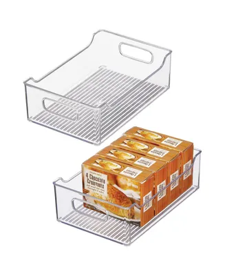 mDesign Plastic Kitchen Food Storage Bin with Bamboo Lid, 4 Pack - Clear,  11.25 x 8 x 6