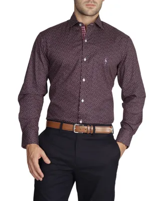 Tailorbyrd Mens Mini Paisley Cotton Stretch Long Sleeve Shirt