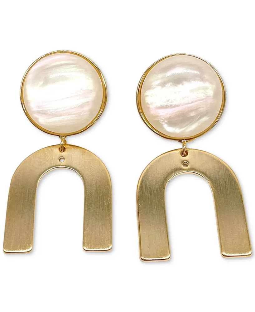 Adornia 14k Gold-Plated Imitation Mother of Pearl Drop Earrings