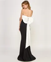 City Studios Juniors' Back-Bow Contrast Mermaid Gown, Created for Macy's