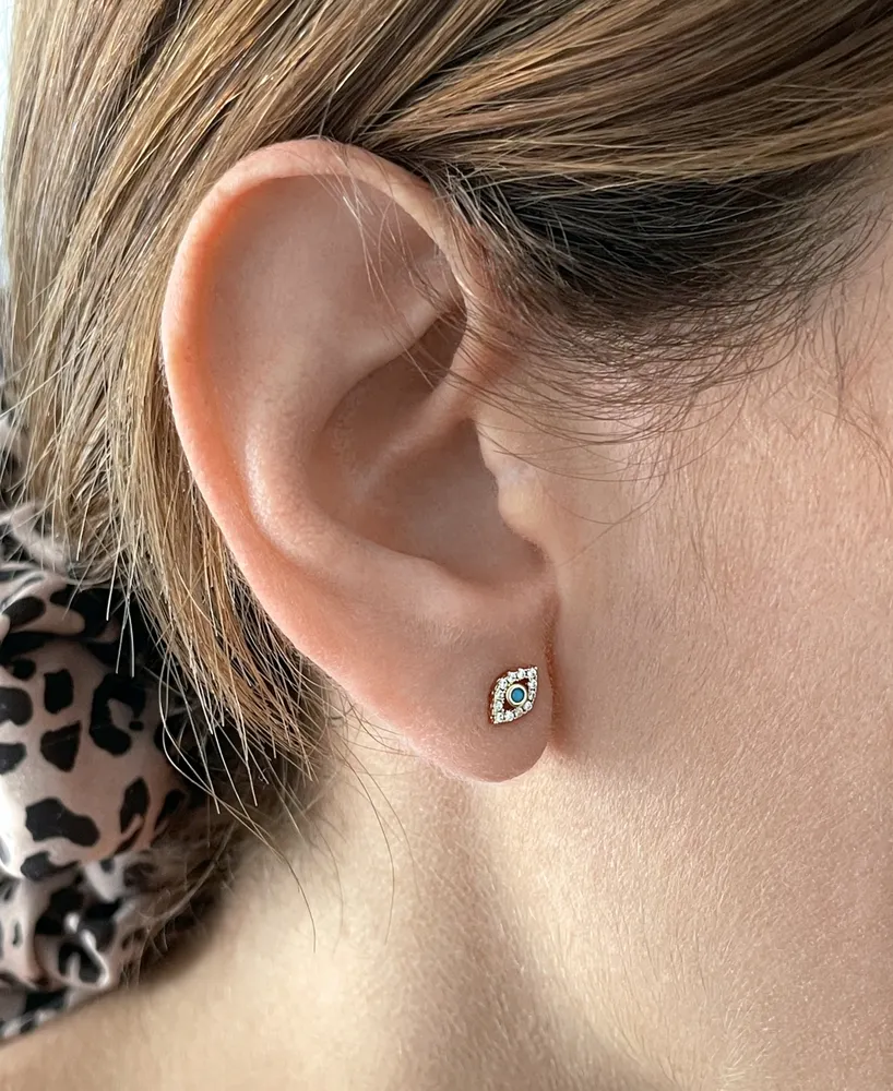 Adornia 14k Gold-Plated Evil Eye Stud Earrings