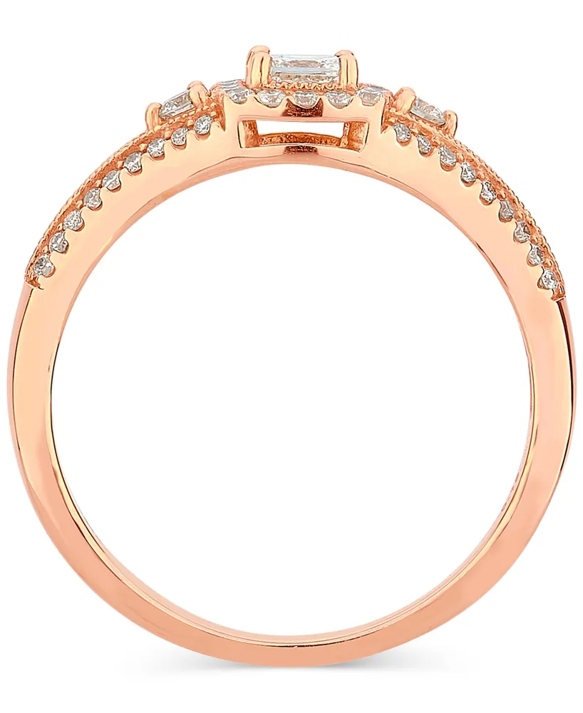 Diamond Princess Halo Engagement Ring (1/2 ct. t.w.) in 14k Rose Gold