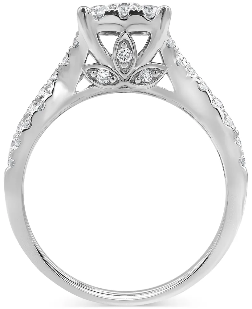 Diamond Halo Twist Engagement Ring (1-1/4 ct. t.w.) in 14k White Gold