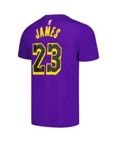 Men's Jordan LeBron James Purple Los Angeles Lakers 2022/23 Statement Edition Name and Number T-shirt