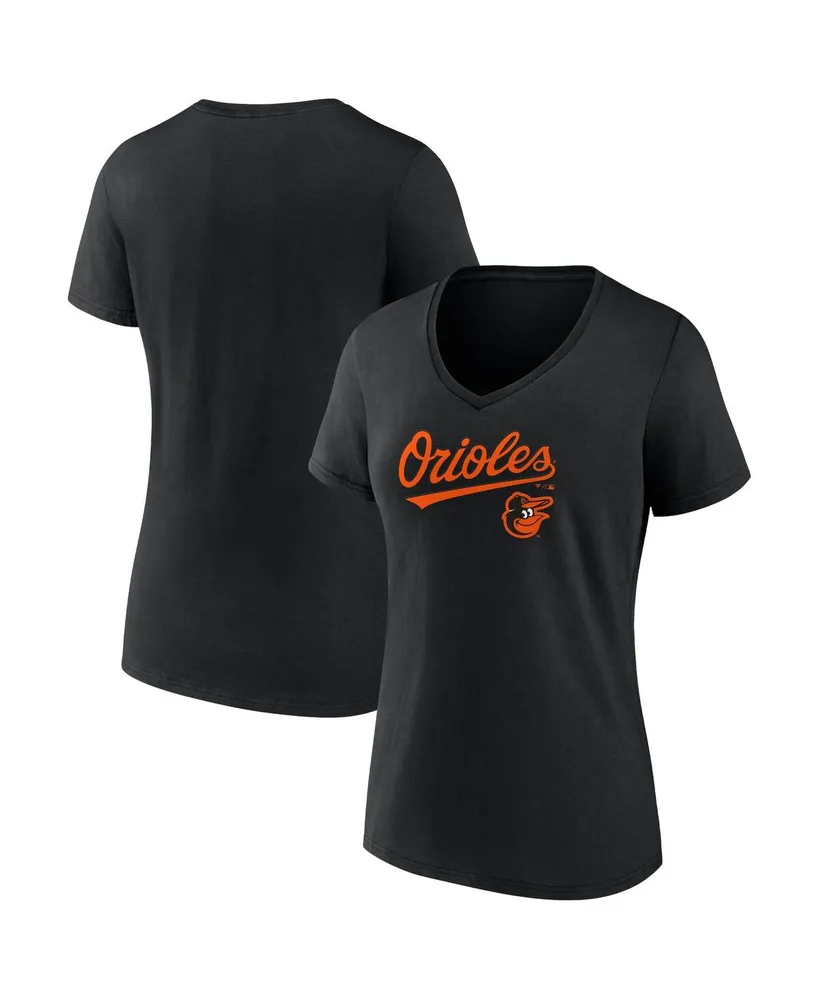 Women's Fanatics Black Baltimore Orioles Team Lockup V-Neck T-shirt