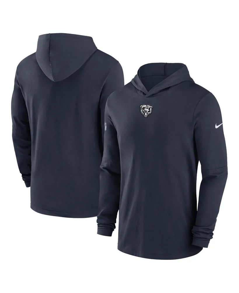 Men's Nike Navy Chicago Bears Sideline Performance Long Sleeve Hoodie T-shirt