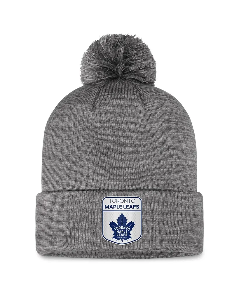 Men's Fanatics Gray Toronto Maple Leafs Authentic Pro Home Ice Cuffed Knit Hat with Pom