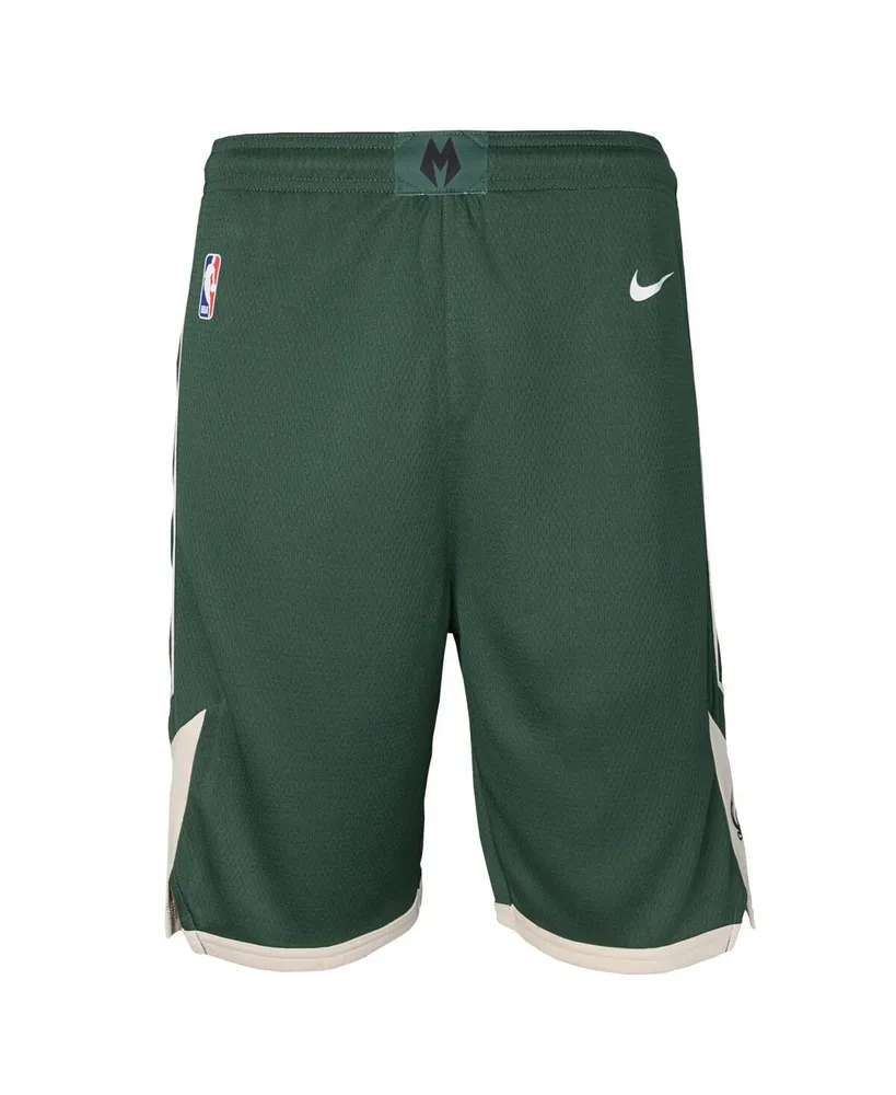 Big Boys Nike Hunter Green Milwaukee Bucks Icon Edition Mesh Performance Swingman Shorts