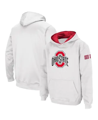 Big Boys Colosseum White Ohio State Buckeyes Logo Pullover Hoodie