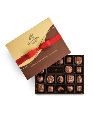 Godiva Assorted Milk Chocolate Gift Box, Red Ribbon, 18 Piece