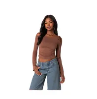 Women's Velvet tie off shoulder top