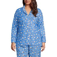 Lands' End Plus Long Sleeve Print Flannel Pajama Top