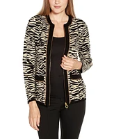 Belldini Black Label Women's Zebra Jacquard Sweater Jacket