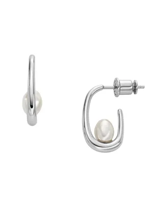 Skagen Women's Shell Pearl Hoop Earrings