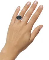 Faceted Onyx (18 x 5mm) & Marcasite Ring in Sterling Silver