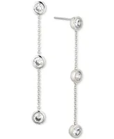 Eliot Danori Silver-Tone Cubic Zirconia Linear Drop Earrings, Created For Macy's