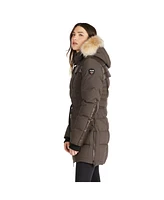 Pajar Women's Alia Mixed Media Quilted Parka with Detachable Hood and Faux Fur Trim