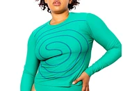 Miga Swimwear Women's Alyssa Long Sleeve Spiral Swim Shirt