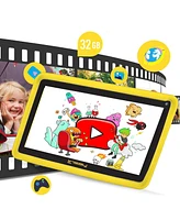 Linsay New 7" Wi-Fi Kids Tablet Funny Learning Newest Android 13 64GB Super Bundle with Defender Case and Led Back Pack