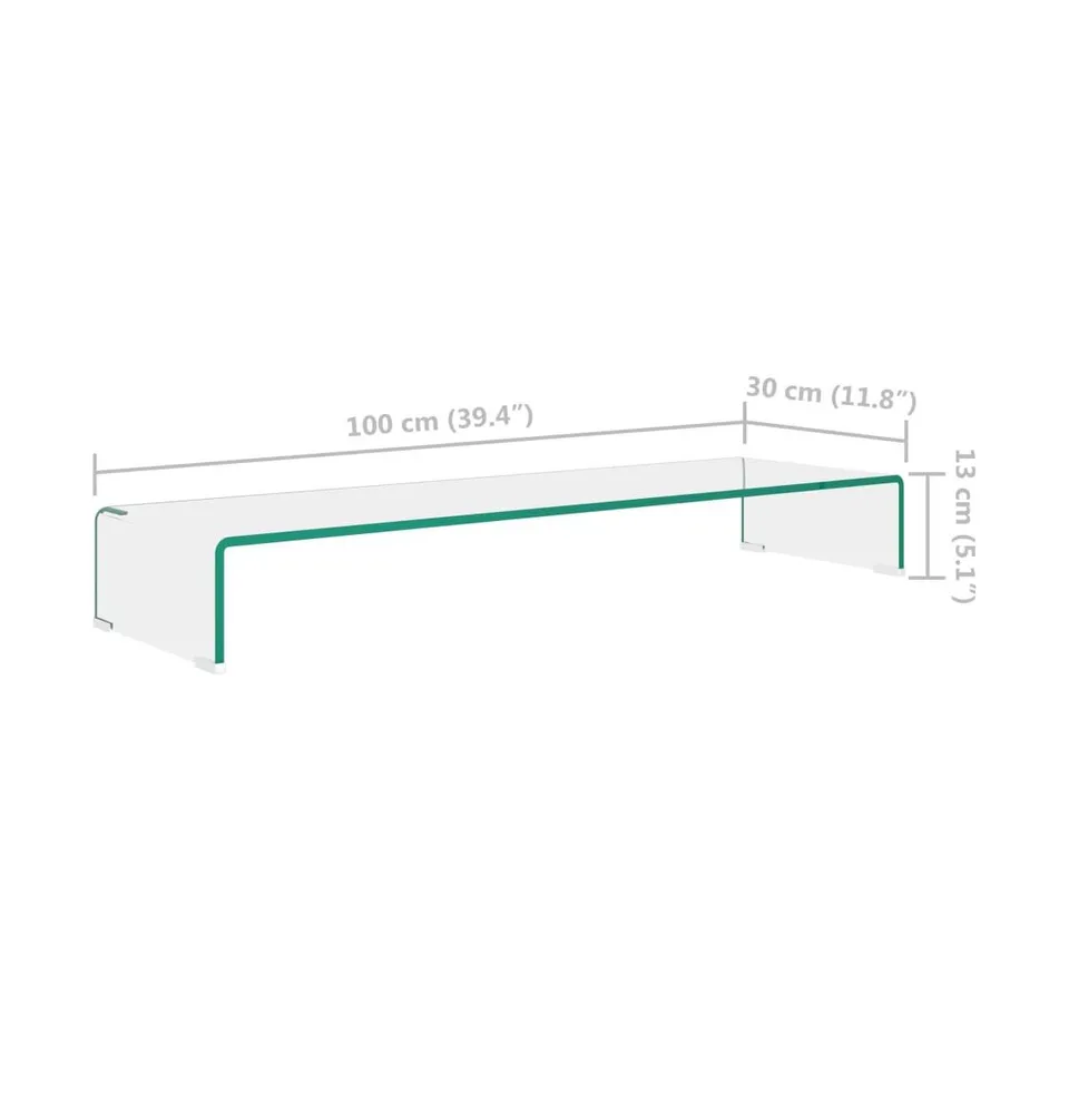 vidaXL Tv Stand/Monitor Riser Glass Clear 39.4"x11.8"x5.1"