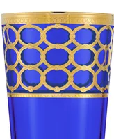 Lorren Home Trends Cobalt Blue High Ball with Gold-Tone Rings, Set of 4