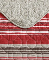 Eddie Bauer Yakima Valley Stripe Persimmon Reversible 2-Piece Twin Quilt Set