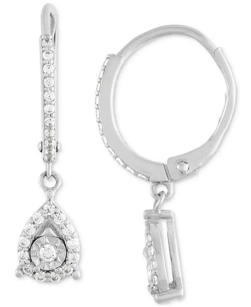 Forever Grown Diamonds Lab Grown Diamond Teardrop Dangle Hoop Earrings (1/4 ct. t.w.) in Sterling Silver