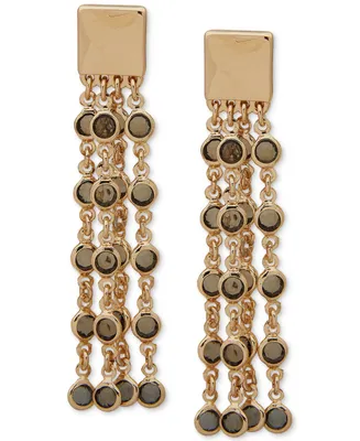Anne Klein Gold-Tone Chain & Color Stone Statement Earrings