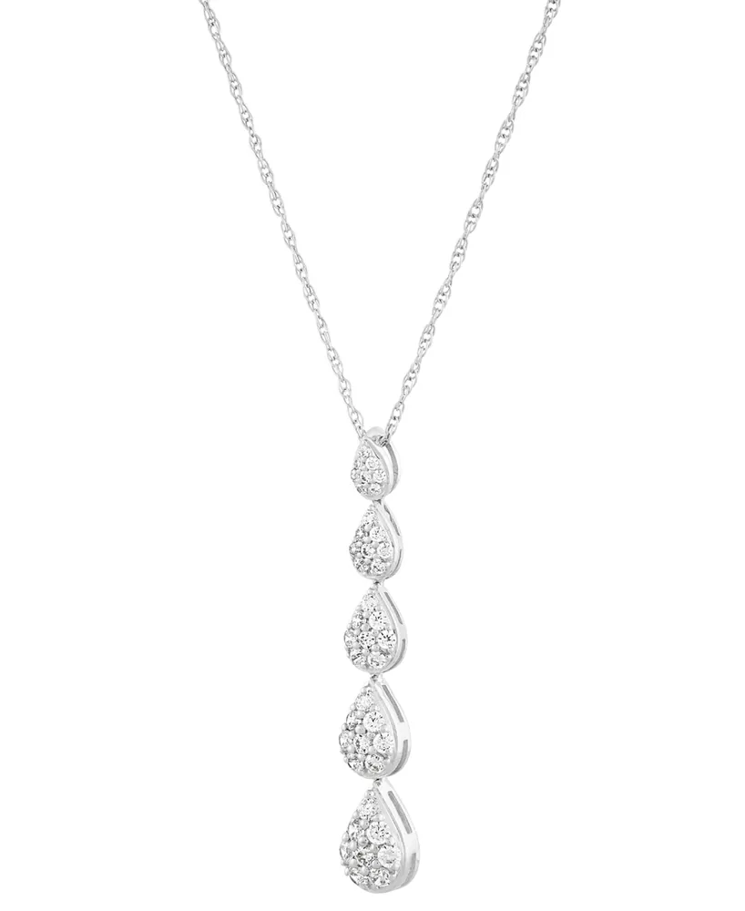 Forever Grown Diamonds Lab Grown Diamond Graduated Pear Cluster Pendant Necklace (1/2 ct. t.w.) in Sterling Silver, 16" + 2" extender