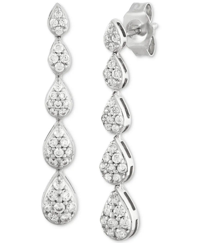 Forever Grown Diamonds Lab Grown Diamond Pear Cluster Graduated Linear Drop Earrings (1/2 ct. t.w.) Set in sterling silver