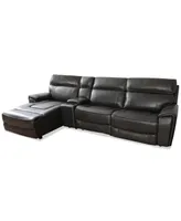 Hutchenson 127.5" 4-Pc. Zero Gravity Leather Sectional with 2 Power Recliners, Chaise and Console, Created for Macy's