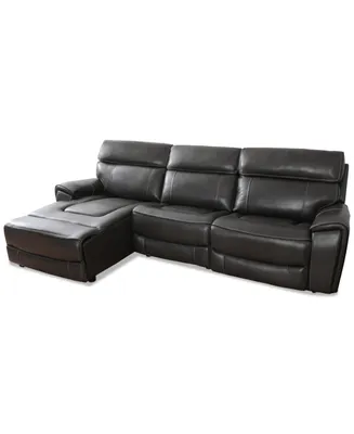 Closeout! Hutchenson 114.5" 3-Pc. Zero Gravity Leather Sectional with 1 Power Recliner and Chaise, Created for Macy's