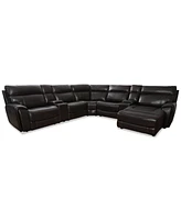 Closeout! Hutchenson 132.5" 7-Pc. Zero Gravity Leather Sectional with 2 Power Recliners, Chaise and Consoles, Created for Macy's