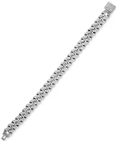 Men's Cubic Zirconia Curb Link Chain Bracelet in Sterling Silver