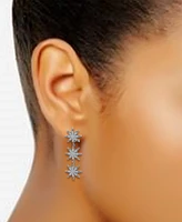 Cubic Zirconia Triple Star Drop Earrings in Sterling Silver, Created for Macy's