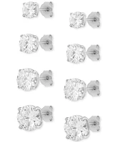 Giani Bernini 4-Pc. Set Cubic Zirconia Graduated Solitaire Stud Earrings in Sterling Silver, Created for Macy's