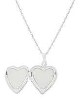 Pink Mother-of-Pearl Heart Locket 18" Pendant Necklace in Sterling Silver