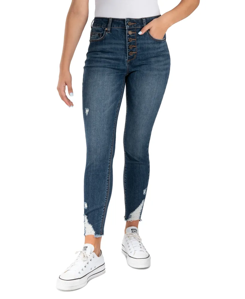 Indigo Rein Juniors' High Rise Distressed Cropped Curvy Jeans - Macy's