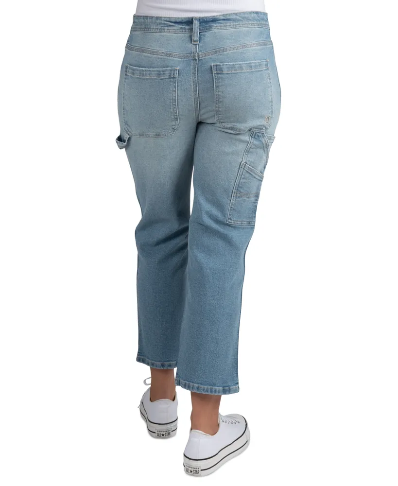 Indigo Rein Juniors' High-Rise Straight-Leg Carpenter Jeans