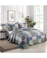 MarCielo 3 Piece Printed Quilt Bedspread Set Bedding Coverlet Set Queen Size B026