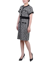 Ny Collection Petite Short Sleeve Tweed Dress