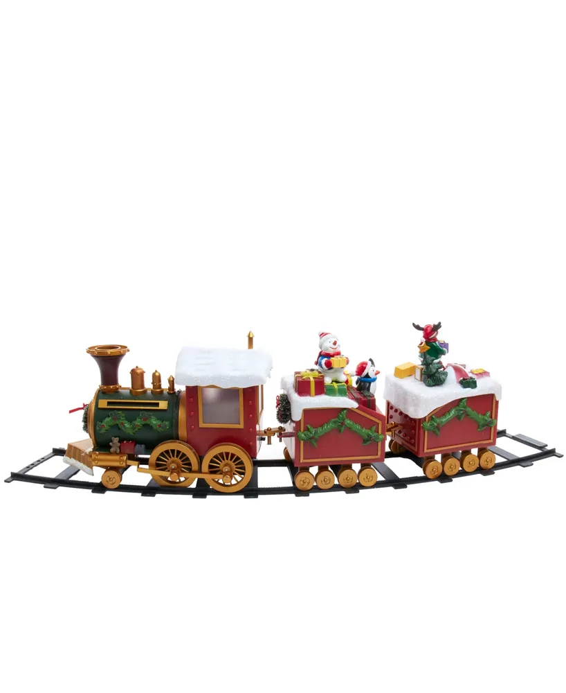 Kurt Adler 19.7" Battery-Operated Light Up Musical Santa Train Set, 3 Piece Set